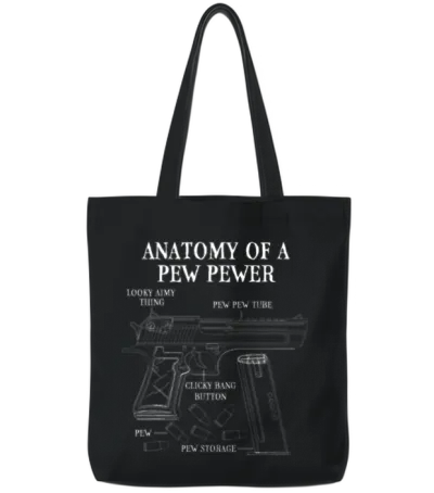 Funny Anatomy of a Pew Pewer - Ammo Gun - Gun Tote Bags - Black