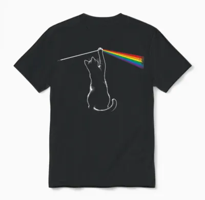 Play with Light Cat Men Children Women Funny Cat Unisex T-Shirt - Black