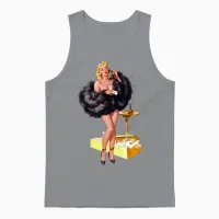 Retro Vintage Pin Up Girl in Fur Unisex Tank Top in Sport Grey - 1