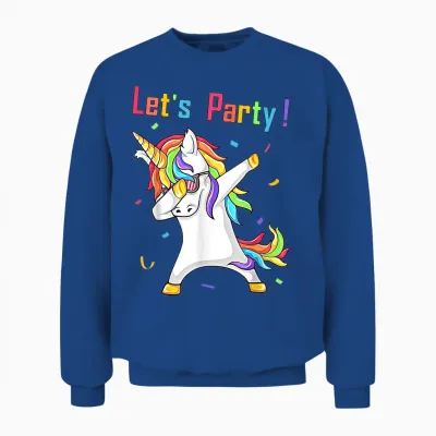 Unicorn Party Outfit Women Men Boys Girls Unicorn T-Shirt, Black Unisex Sweatshirt - Royal