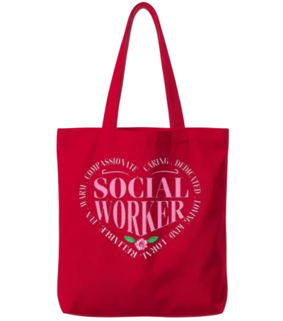 Social Worker Heart Graphic Tote Bags - Red