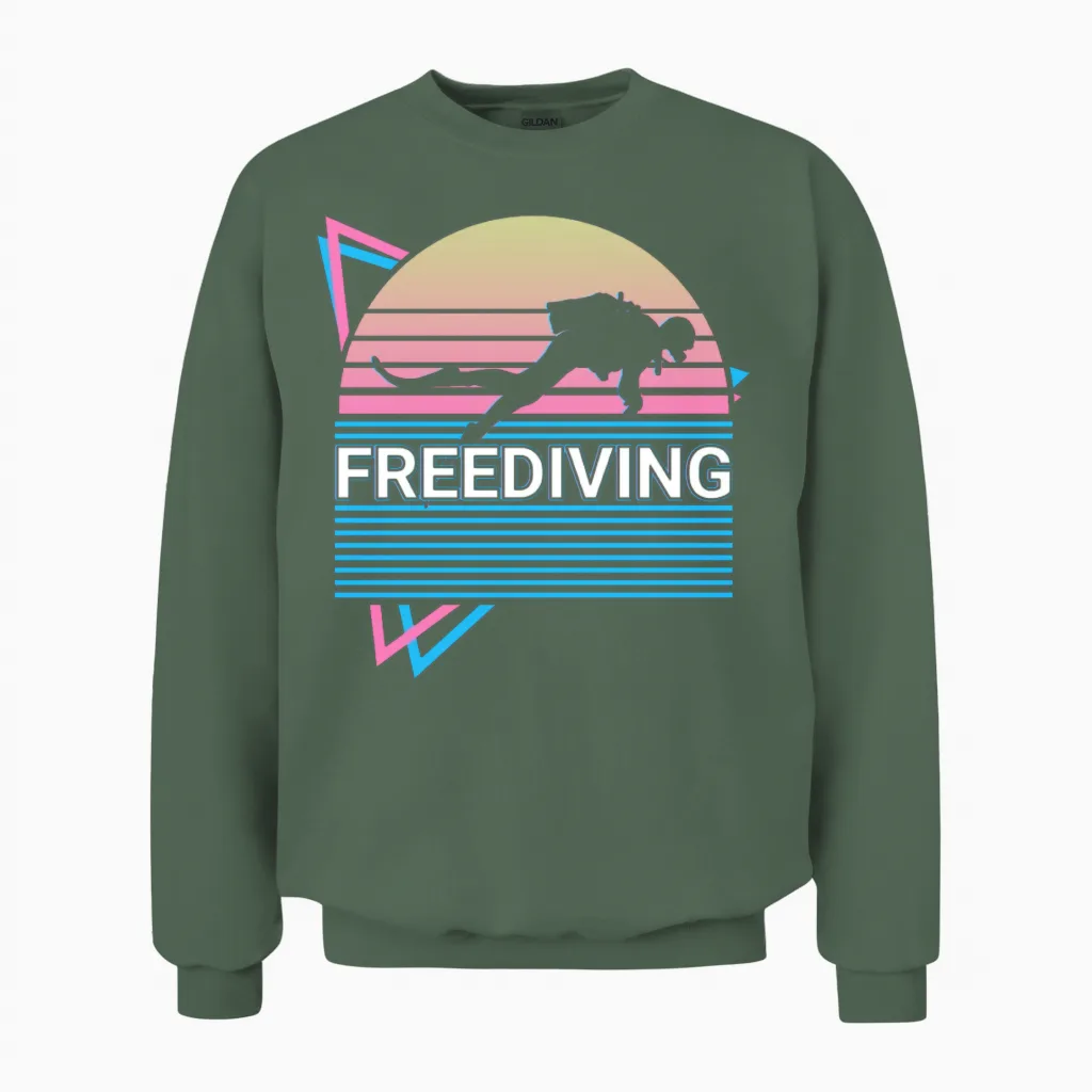 Freediving Freediver Retro Unisex Sweatshirt in Military Green