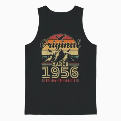 Vintage 70th Birthday Gift for Born in March 1956 Unisex Tank Top - Black