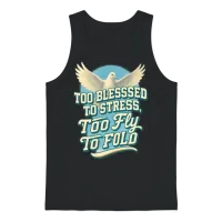 Too Blessed to Stress Dove Vibes Unisex Tank Top - Black – 1