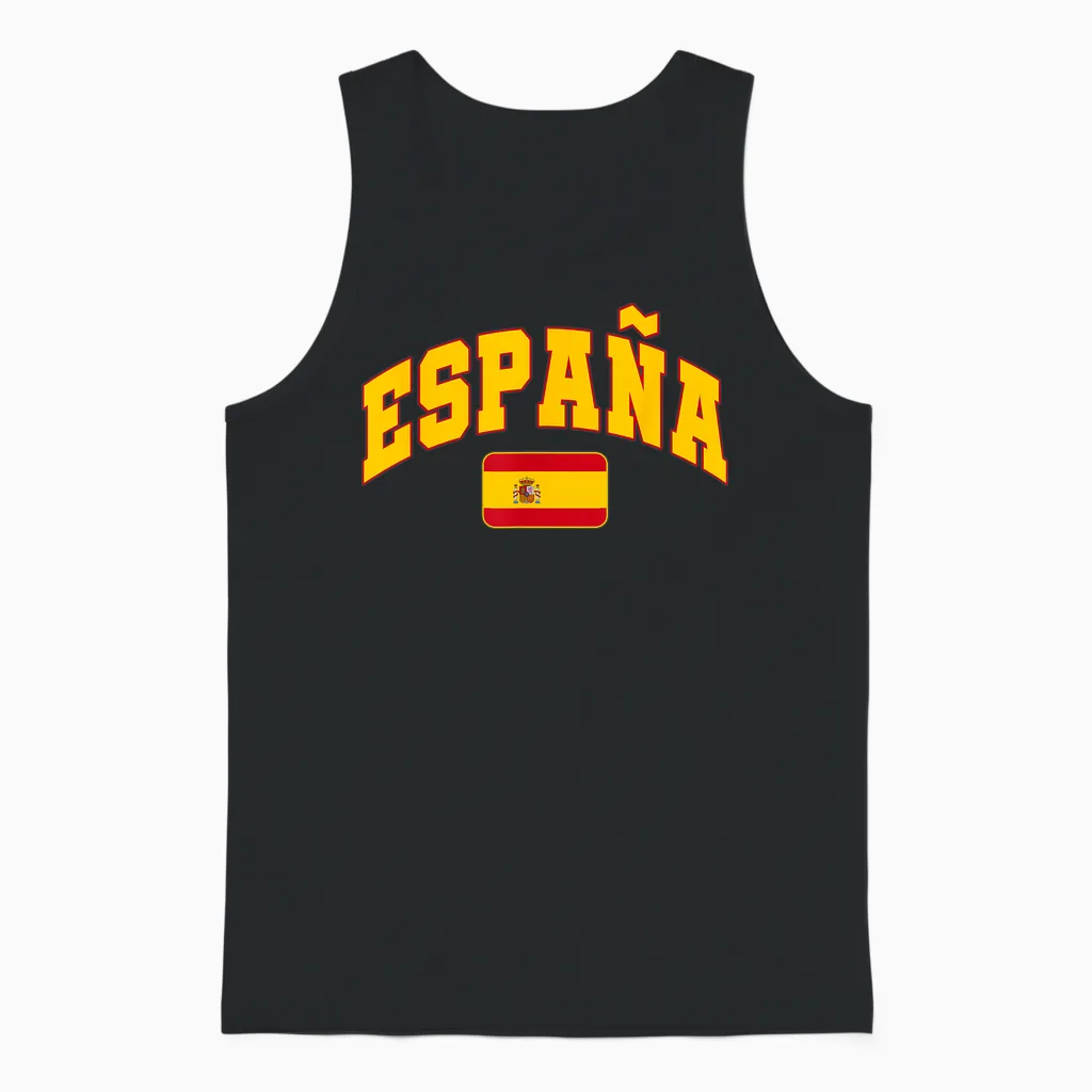 Espana Flag Spain Pride Design Unisex Tank Top in Black