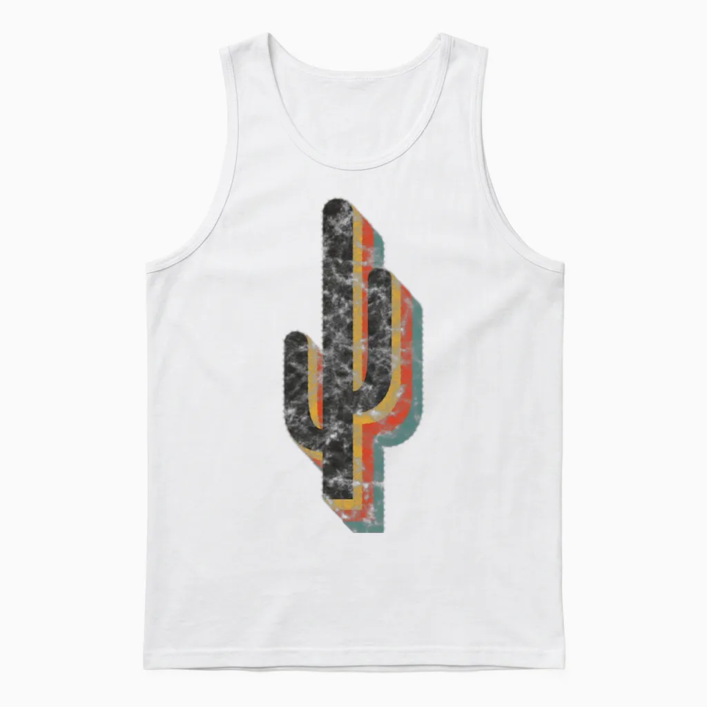 Cactus Retro Vintage Unisex Tank Top in White