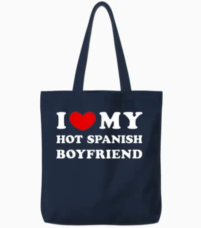 I Love My Hot Spanish Boyfriend, Heißer Spanischer Freund Tote Bags - Navy