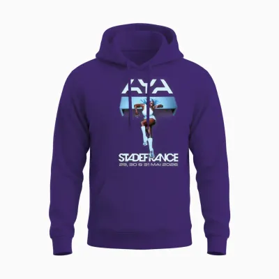 Aya Nakamura Merch Officiel Tournée Stade De France 2026 T-Shirt Haut De Gamme Unisex Hoodie - Purple