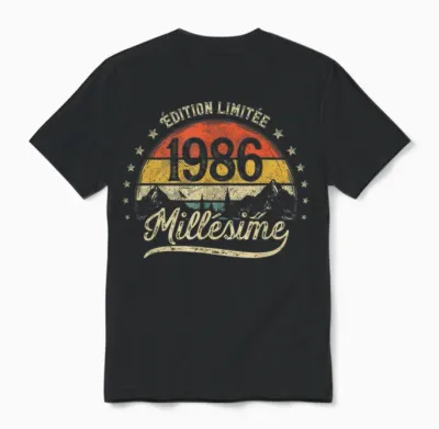 Vintage 1986 Vintage Gift Man 40 Years Birthday Unisex T-Shirt - Black