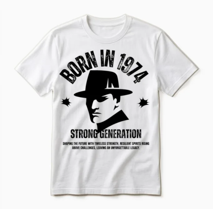 Born in 1974- Strong Generation-Legends Unisex T-Shirt in White