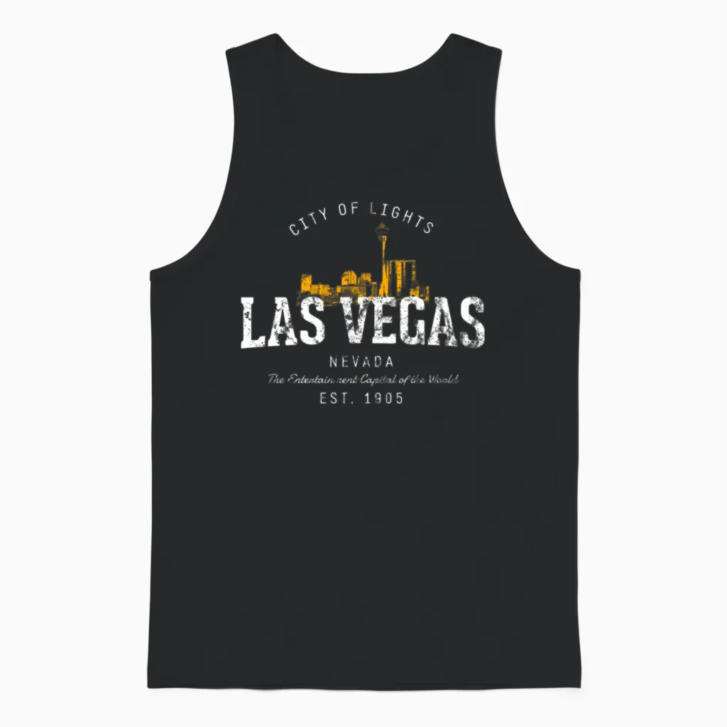 Style Las Vegas Unisex Tank Top in Black
