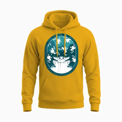 Star Wars the Mandalorian Grogu & Frogs May the Force Unisex Hoodie - Gold