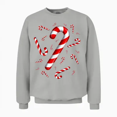 Christmas Flying Candy Cane Lover Taster Red and White Woman Unisex Sweatshirt - Ash