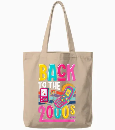Back to the 2000s Vintage Two Thousand Retro 00s Tote Bags - Natural
