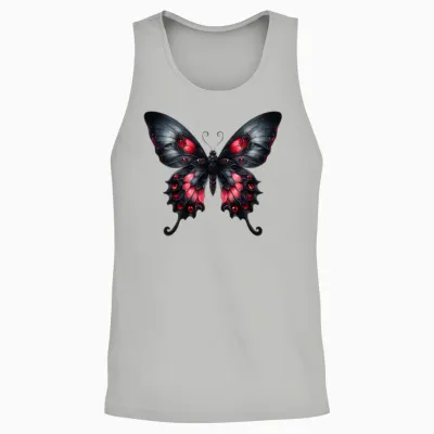 Crimson Obsidian Butterfly Unisex Tank Top - Ash