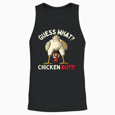 Funny Chicken Graphic Tees Men Women and Kids Chicken Butt Unisex Tank Top - Black