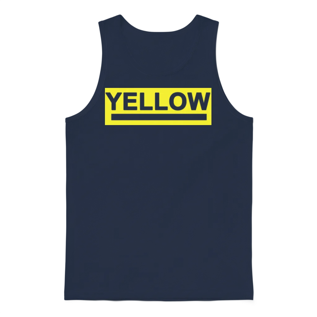 Yellow Retro Green 70s Unisex Tank Top - Navy
