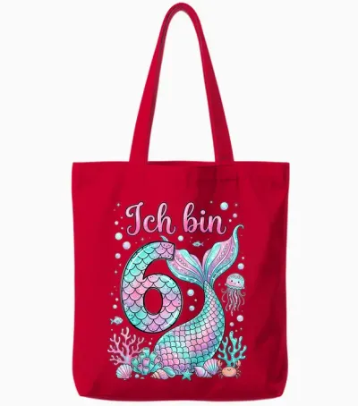 Ich Bin 6 Meerjungfrau 6 Geburtstag Tote Bags - Red