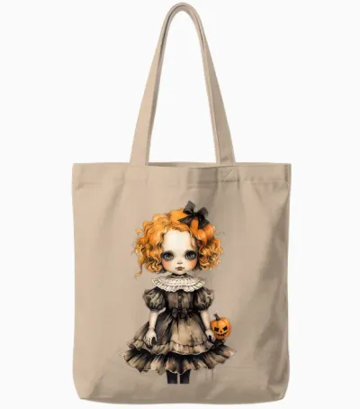 Poupée Rousse Hantée Ginger Doll Halloween Effrayante Gothique Poupée Tote Bags - Natural