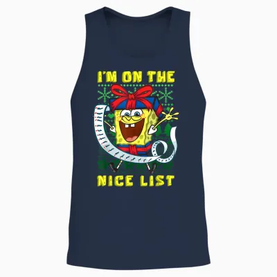 Mademark X Spongebob Squarepants - Spongebob Christmas I'm on the Nice List of Santa Boys Girls Unisex Tank Top - Navy