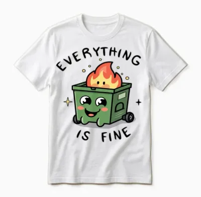 Cute Positive Dumbster Fire Sarcastic Unisex T-Shirt - White