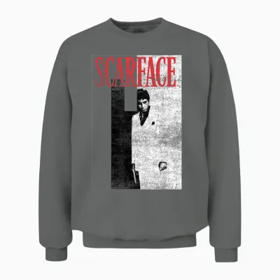 Scarface Distressed Movie Poster Photo Unisex Sweatshirt - Graphite Heather