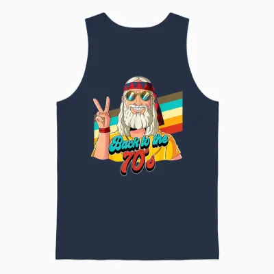 Back to the 70s T-Shirt, Black Unisex Tank Top - Navy