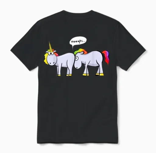 Funny Unicorn Ed in the Ass T-Shirt, Black, S Unisex T-Shirt in Black