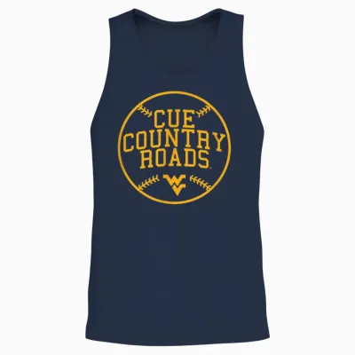 Cue Country Roads - West Virginia Mountaineers Baseball Unisex Tank Top - Navy