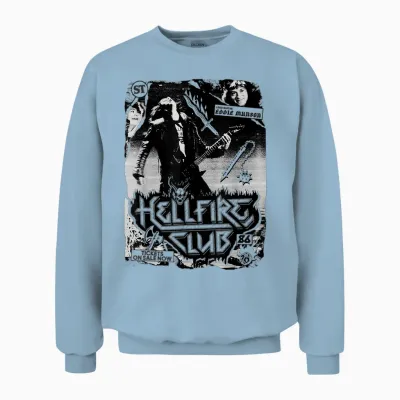 Stranger Things Hellfire Club Poster T-Shirt, White, S Unisex Sweatshirt - Light Blue
