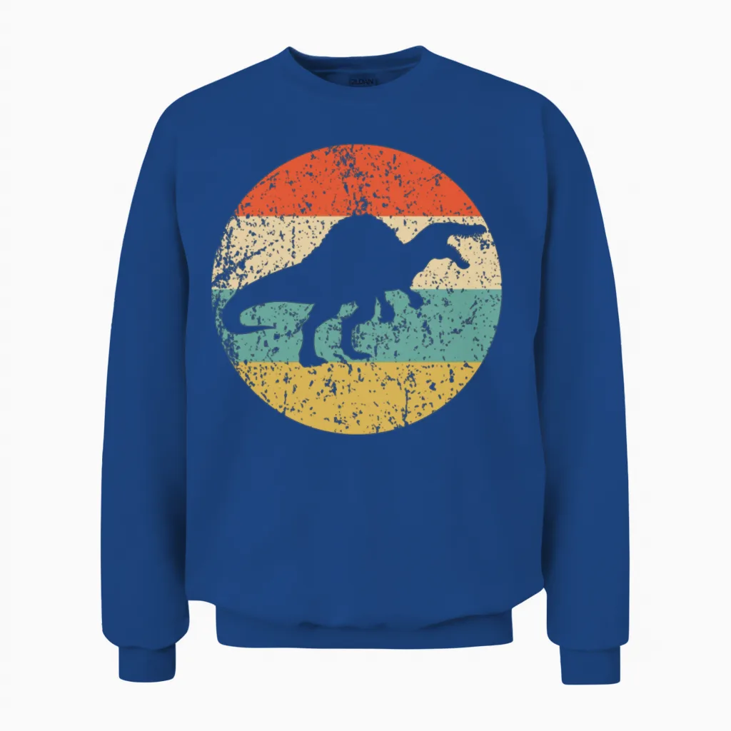 Spinosaurus Silhouette Retro Dinosaur Unisex Sweatshirt in Royal
