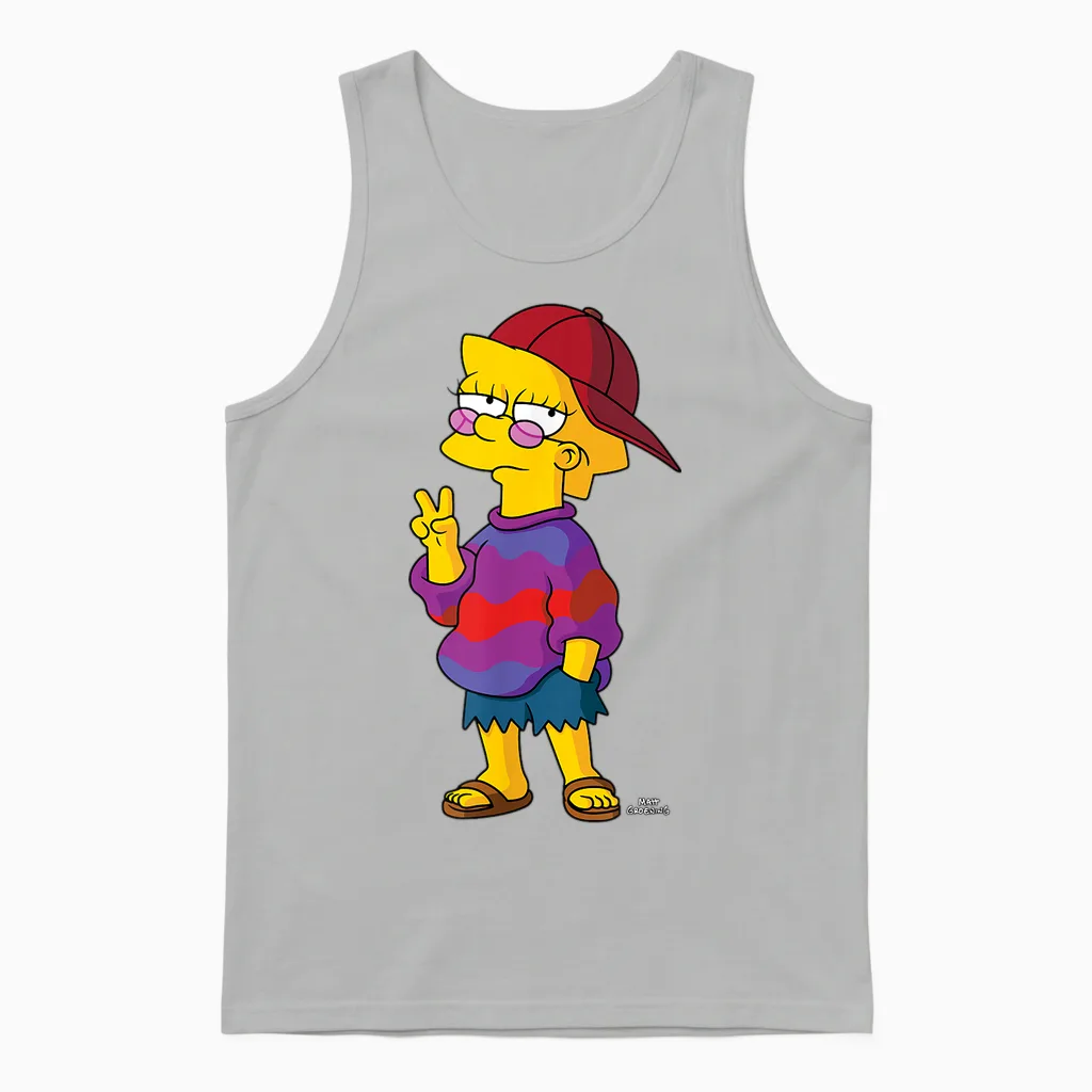 The Simpsons Cool Kid Lisa Unisex Tank Top in Ash