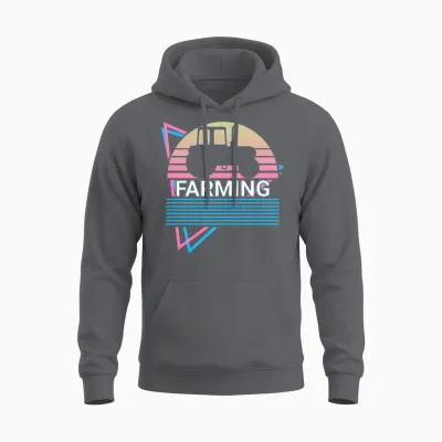 Farming Retro Farmer Unisex Hoodie - Charcoal