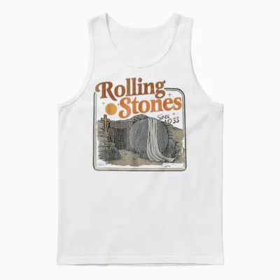 The Stone Was Rolled Away He Is Alive Retro Christian Easter Unisex Tank Top - White