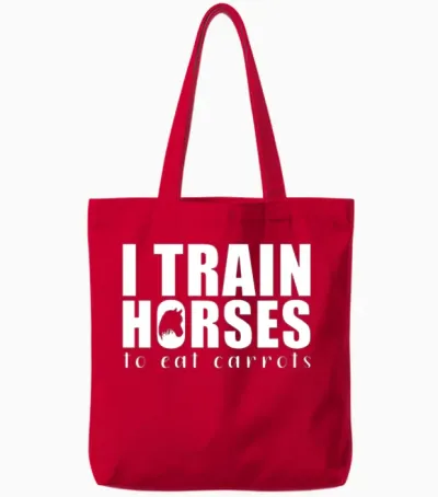 I Train Horses to Eat Carrots | Horse Trainer Tote Bags - Red
