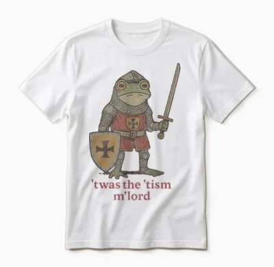 Funny T'was the 'tism M'lord Medieval Knight Frog Tsim Unisex T-Shirt - White