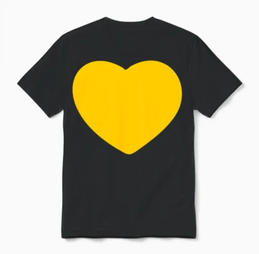 Heart Yellow Unisex T-Shirt in Black