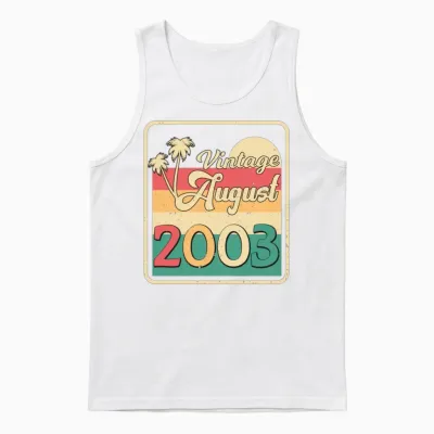 2003 August Retro Unisex Tank Top - White