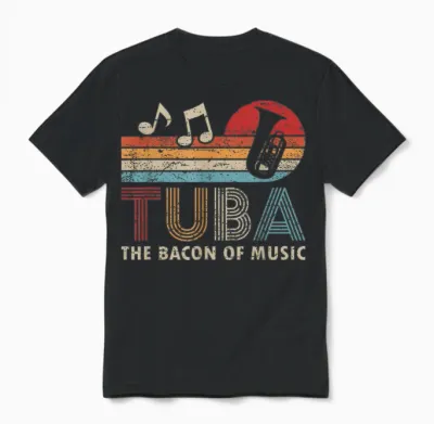 Retro Tuba Orchester Blasmusik Musiker Tubist Unisex T-Shirt - Black