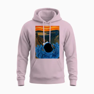 Sesame Street Cookie Monster the Scream Art Unisex Hoodie - Light Pink