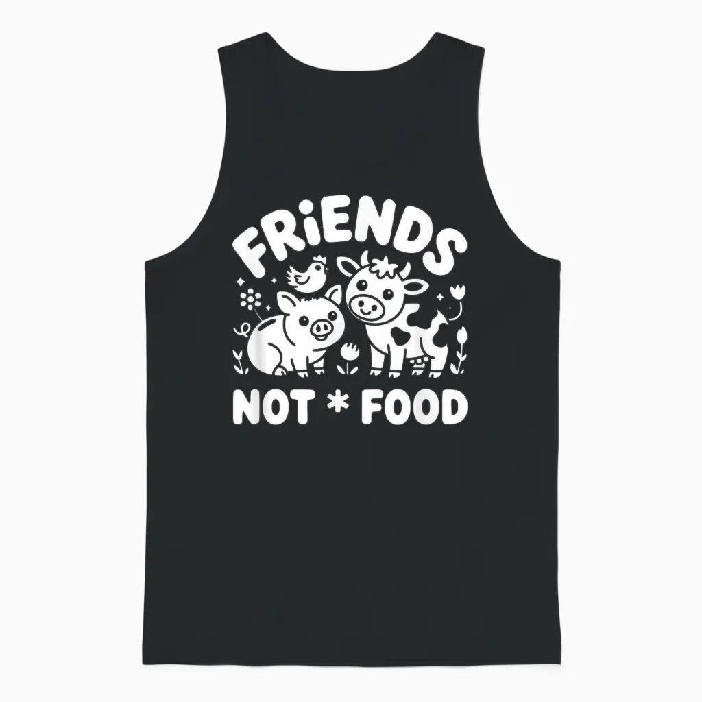 Friends Not Food - Funny Vegan Unisex Tank Top in Black