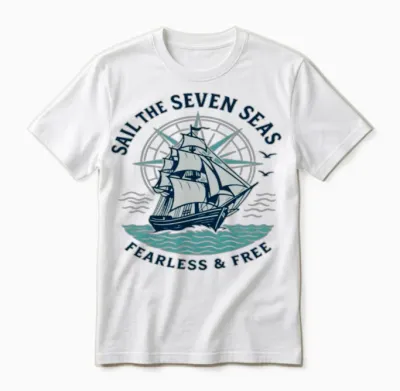 Sail the Seven Seas – Nautical Adventure Unisex T-Shirt - White