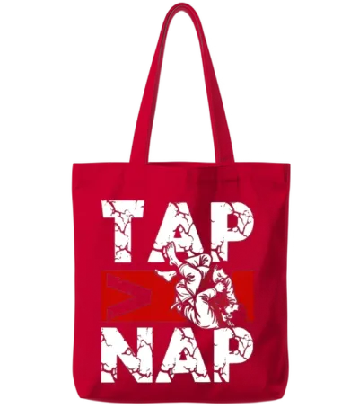 Tap Nap Bjj Martial Arts Grapplers Brazilian Tote Bags - Red