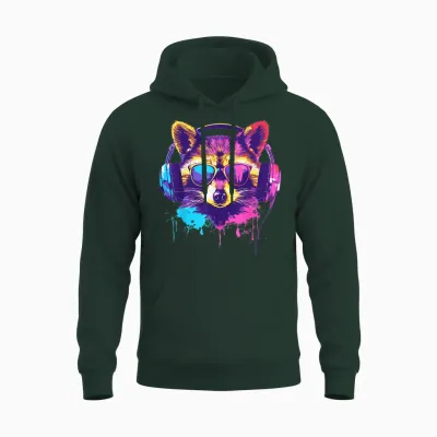 Dj Raccoon Outfit for Music Raccoon Techno Raccoon T-Shirt, Black Unisex Hoodie - Forest