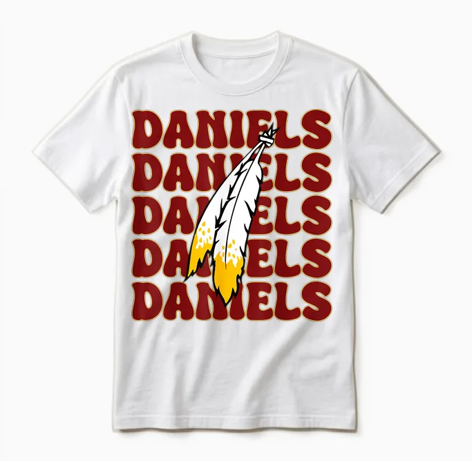 Commanders Quarterback Text Name Style Groovy Unisex T-Shirt in White