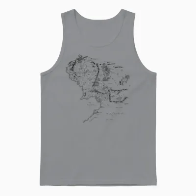 The Lord of the Rings Middle-Earth Map Back Print Unisex Tank Top - Sport Grey