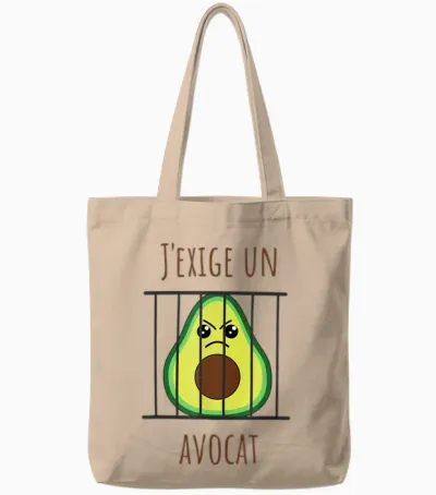 Cute and Furious Avocado - Kawaii Humor T-Shirt, Grey, S Tote Bags - Natural