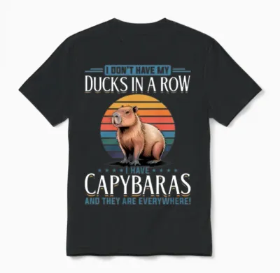 Funny Capybara Unisex T-Shirt - Black