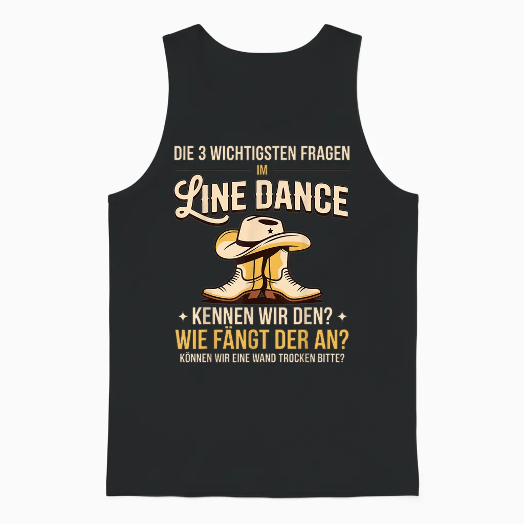 Die 3 Fragen Im Line Dance Women's Western Country Dance Unisex Tank Top in Black