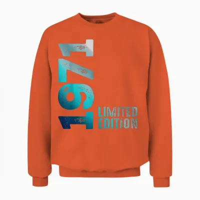 1971 Birth Vintage Since 1971 Retro 1971 Limited Edition T-Shirt, Black, S Unisex Sweatshirt - Orange